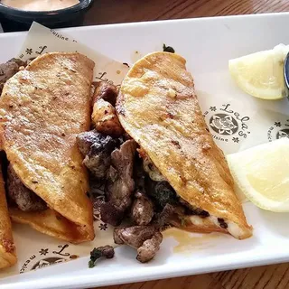 Surf and Turf Queso Tacos