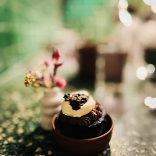 BLACK FOREST CAKE chocolate pudding, cherry jam, black sesame brittle