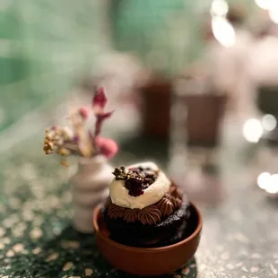 BLACK FOREST CAKE chocolate pudding, cherry jam, black sesame brittle