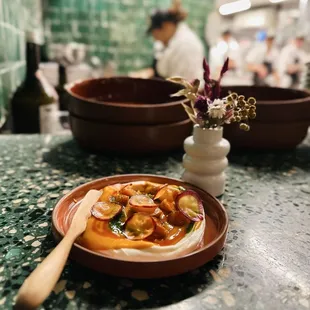 carrot masala yogurt, cilantro chutney