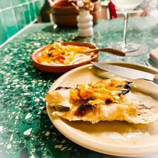 HOUSEMADE NAAN carrot masala yogurt, cilantro chutney