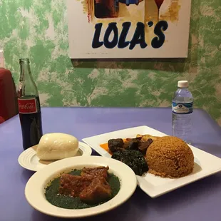 two plates of food on a table