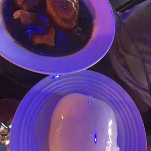 OGBONO with cow feet and Shaki (tripe) accompanied by pounded yam