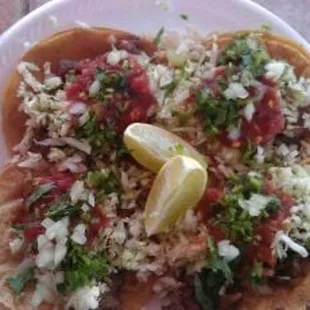 a plate of mexican food