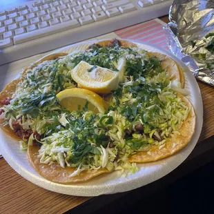 Smells amazing! The salsa is somewhat spicy , okay. The tacos are very good ! 4/5