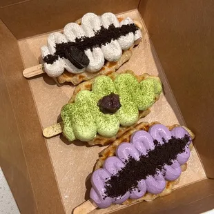 Flavors: cookies &amp; cream, matcha, ube