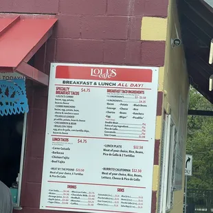 Updated Menu