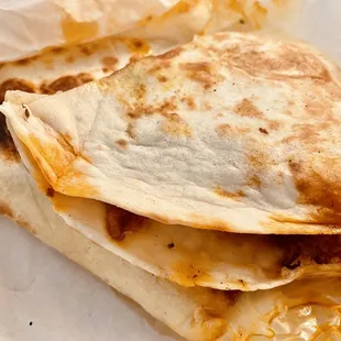Chicken Quesadilla without any of the condiments or side items.