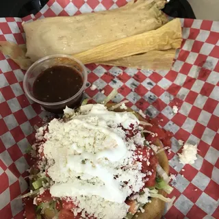 Chicken on Green Sauce Tamale