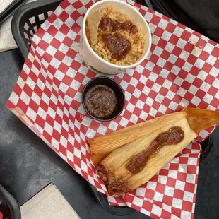 Rice with pork tamale