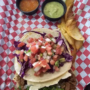 Shrimp and Carne Asada/Steak tacos