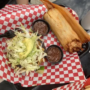 Pork tamale and chicken sope