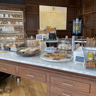 a counter full of baked goods