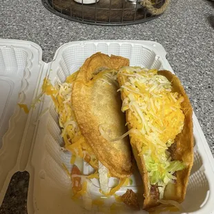 Shredded Beef Taco and Shredded Carnitas Taco