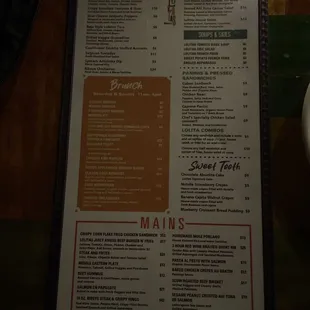 menu