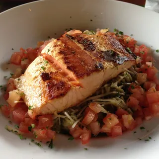 Pasta Al Pesto with Salmon