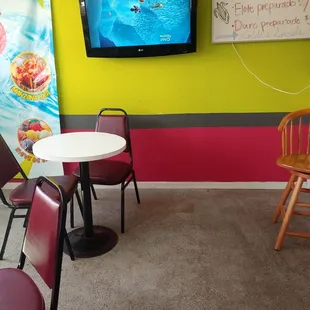 They have tv perfect for the kiddos inside seating area