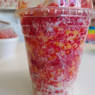 Corn Cup with a twist... Added nacho cheese with less cream/mayo yumm