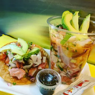 a drink and a sandwich