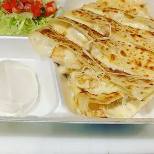 Fresh and delicious shrimp quesadilla