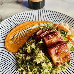 Special- Tamarind Glazed Pork Belly over Quinoa Tabbouleh