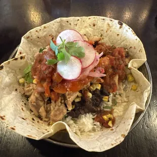 Chicken burrito bowl with mild salsa