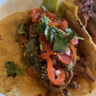 Smoked beef brisket taco