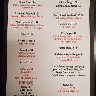 the menu