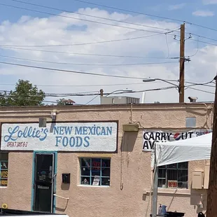 Outside the building.