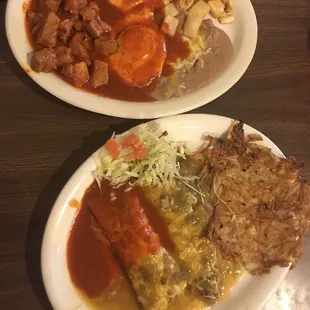 Huevos Ranheros (or carne asada) and my a la carte combo.