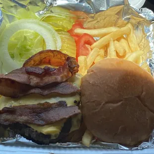 Bacon green chile cheese burger