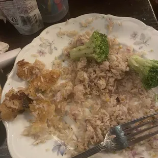 Burned chunks of rice from my plate of Rice and Veggies at Lollipops in Bartlesville, Ok.