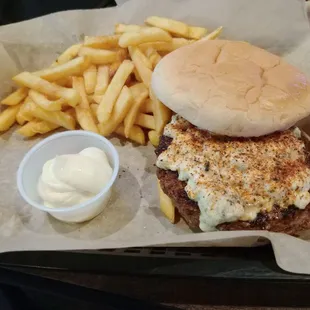 Black and blue burger