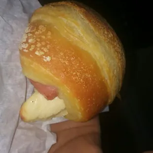 These are nice and warm in the morning. A thick cut if ham and cheese baked in.