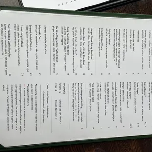 Food menu