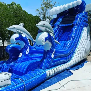 " 19 ft" Our biggest water slide 19ft tall x 32 ft long x 11ft long