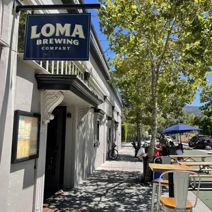 Outside area with limited tables with shade