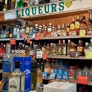 shelves of liquor in a liquor store