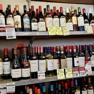 bottles of wine on shelves