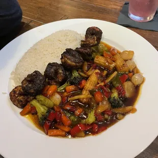 Stir fry with blackened shrimp