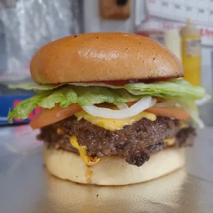 Now that is a beautiful burger!!! (Double Cheeseburger w/ all the fixings!)