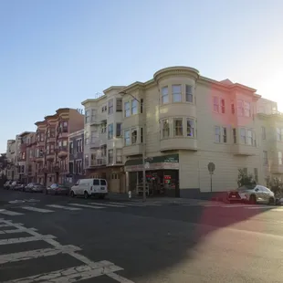 a view of a street corner
