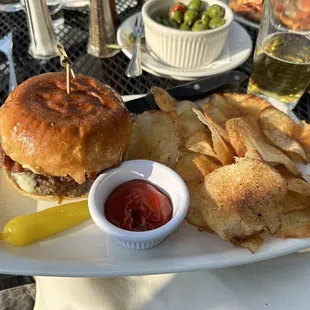 Burger and chips