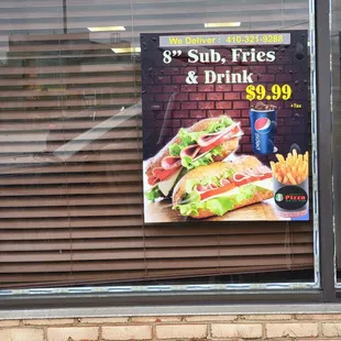 a sign in a window