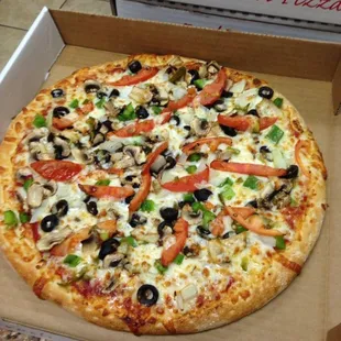 Delicious Lombardi's veggie pizza