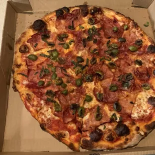 Prosciutto and green olives.