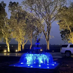 Night time with the lights.