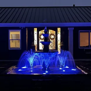 Night time with the lights.