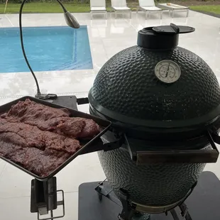 Getting BGE ready to do the Reverse Sear on my Steaks...