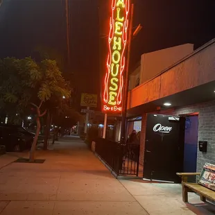 Enjoying the beautiful warm night outside Ale house